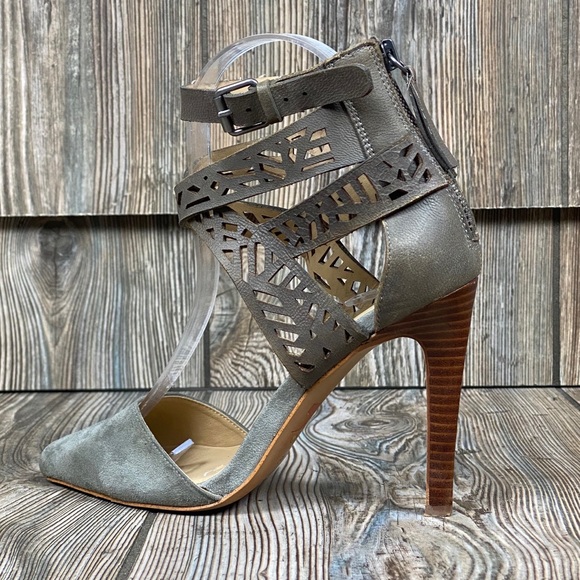 Joe's Gray Suede Stilettos 4 inch Strappy 6M Heels - Picture 3 of 13